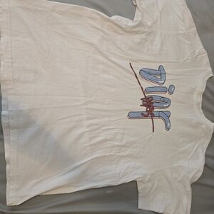 Kids White Graphic Tee with Blue & Red Print